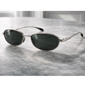 Gattaca Vintage Gunmetal slim Oval Sunglasses Dark Grey Lens 90s Y2K Minimalist